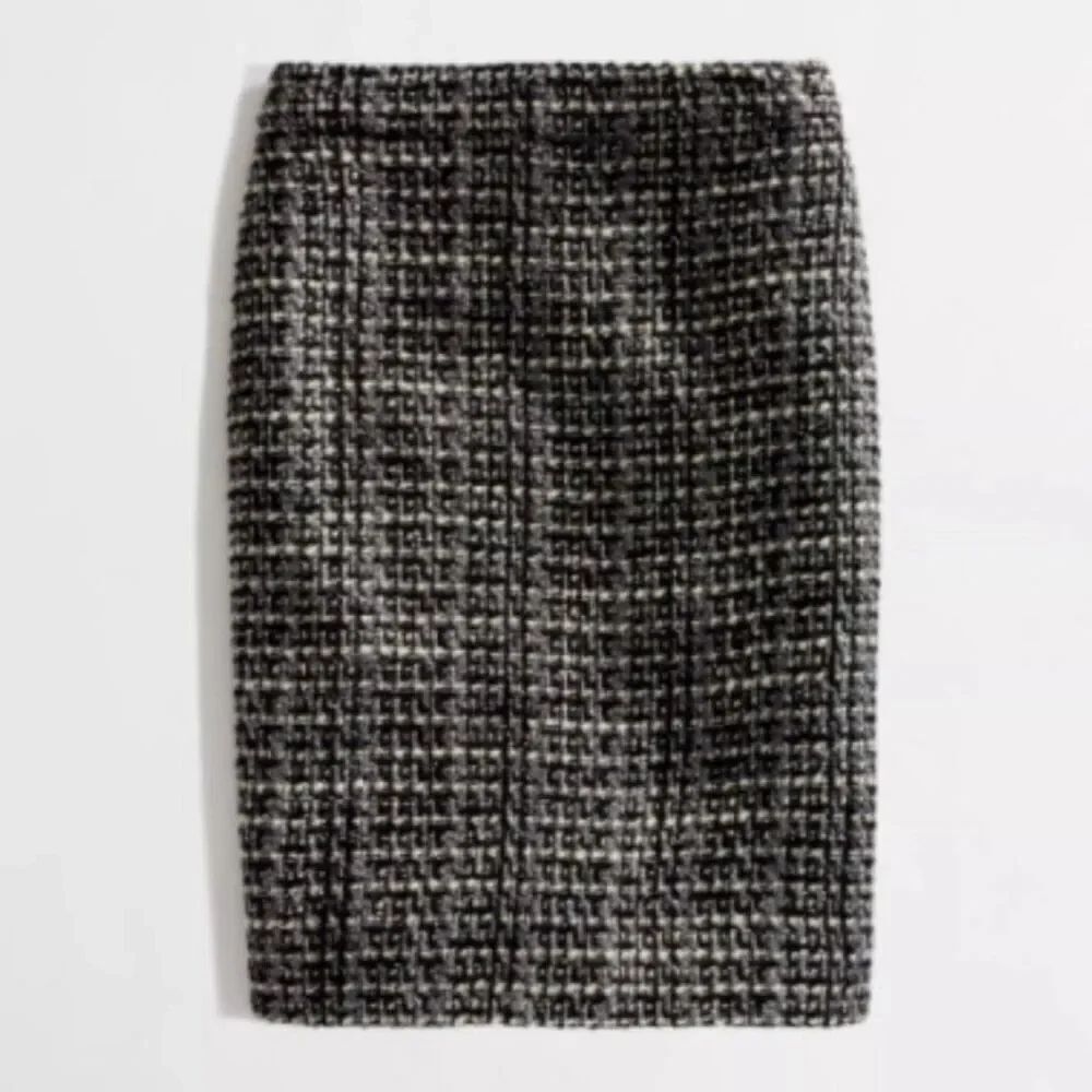 J. Crew Women’s 00 Boucle Tweed Pencil Skirt Gray Black Cream